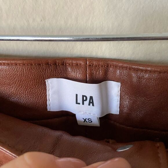 Lpa Leather Brown Pants Straight Leg High Waisted Size XS - Picture 10 of 10